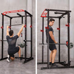 Rovix 1000LBS Multi-Functional Barbell Rack Squat Power Cage With Weight Bench (SAK35822)