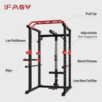 Rovix 1000LBS Multi-Functional Barbell Rack Squat Power Cage With Weight Bench (SAK35822)
