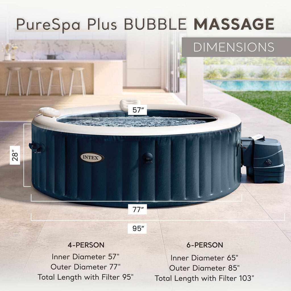 Intex 28429EP Purespa plus 4 Person Inflatable Hot Tub Bubble Jet Spa, 77" X 28"