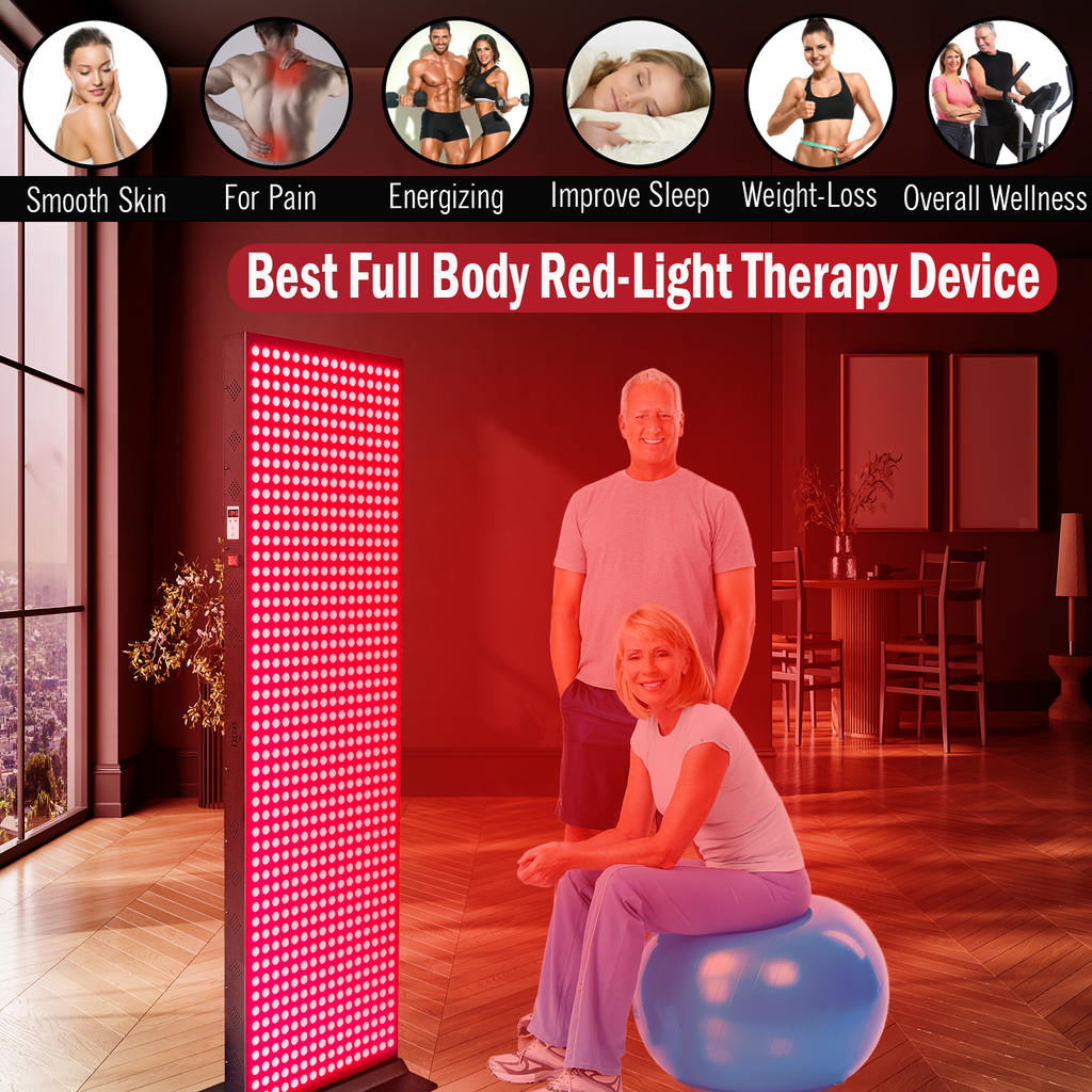 EXESAS   800 LED, 4000W Dual-Chip, Red Light Therapy Device for Full Body, 4-Wavelengths Infrared LED Panel for Skin, Weight, Pain, Wellness