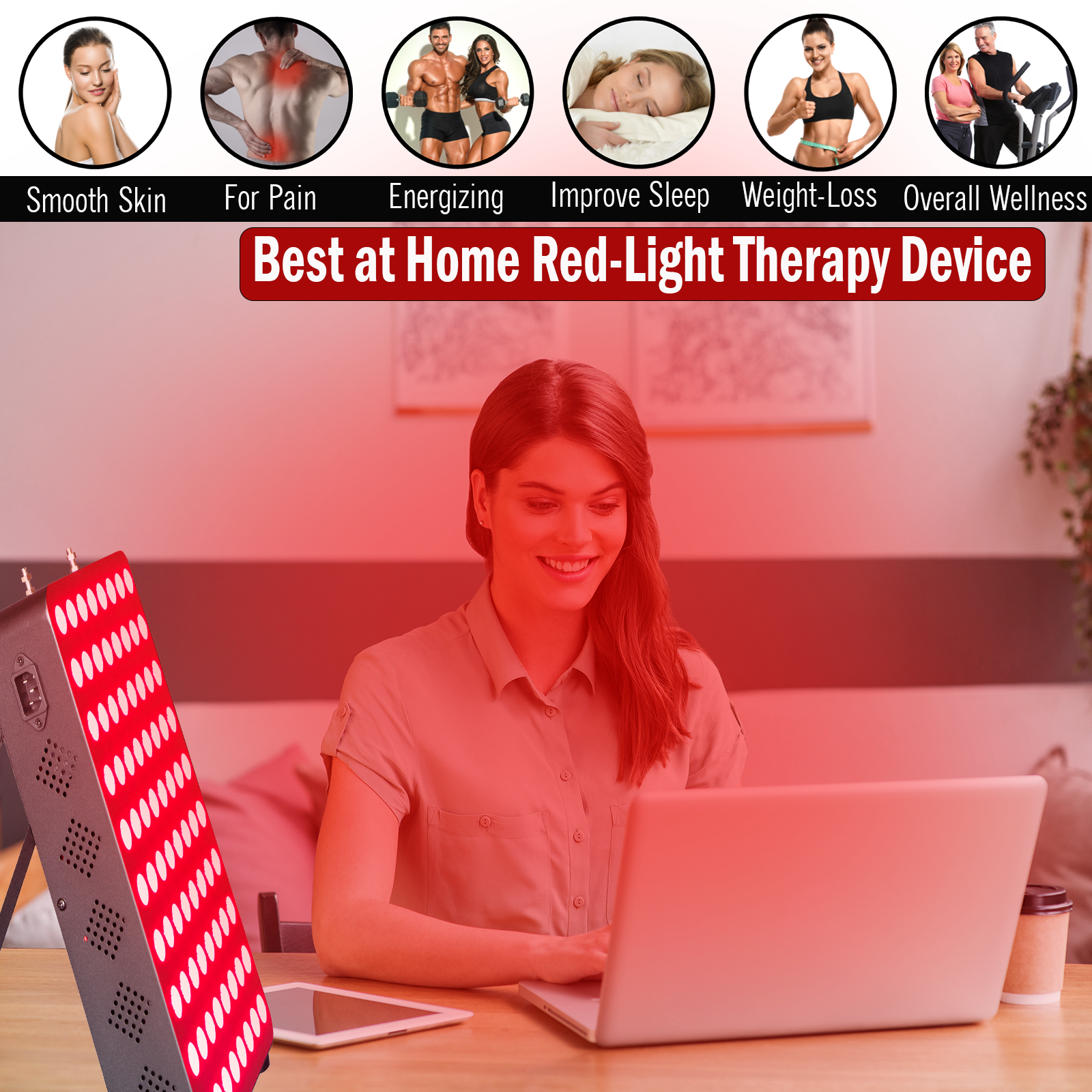 EXESAS 80 LED, 400W Dual-Chip, Red Light Therapy Device for Full Body 660nm & 850nm Infrared LED Panel for Beautiful Skin, Weight & Pain Management