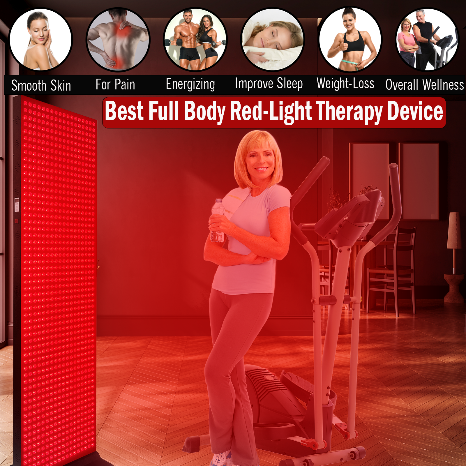 EXESAS    1008 LED, 5040W Dual-Chip, Red Light Therapy Device for Full Body, 4-Wavelengths Infrared LED Panel for Skin, Weight, Pain, Wellness