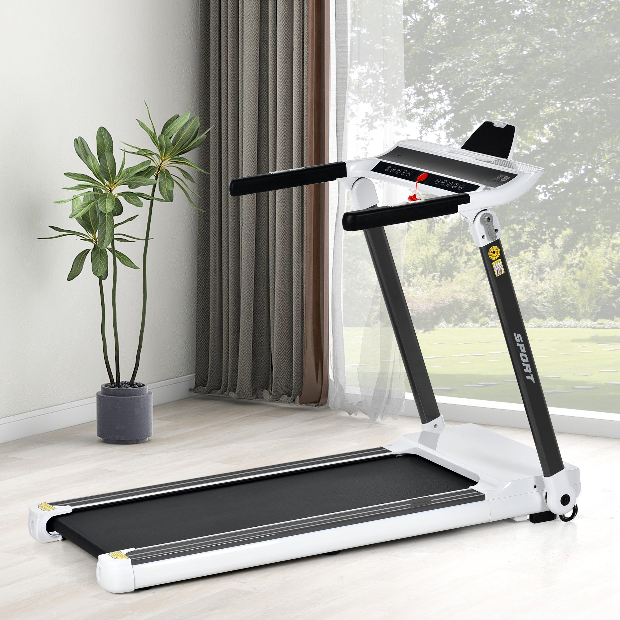 Rovix Portable Compact Home Cardio Fitness Treadmill With 3.5HP Electric Motor & Bluetooth Speakers (SAK32416)
