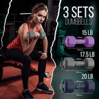 Neoprene Workout Dumbbell Set - Non Slip, anti Roll Exercise & Fitness Dumbbells Combo - Hex Shaped Hand Weights for Men & Women - Ideal for Home Gyms Training