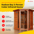 Hudson Bay 3-Person Cedar Corner Infrared Sauna with 7 Carbon Heaters