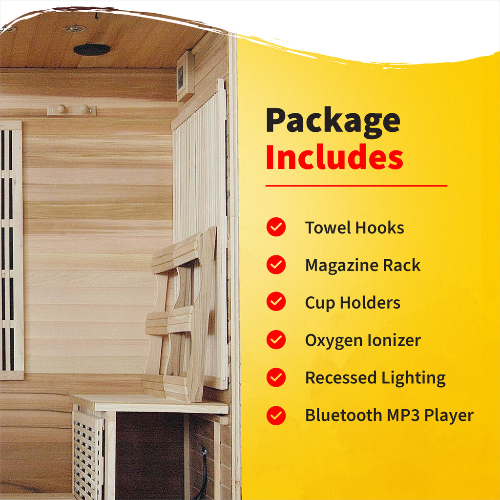 Klondike 4-Person Cedar Infrared Sauna with 9 Heaters