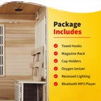 Klondike 4-Person Cedar Infrared Sauna with 9 Heaters