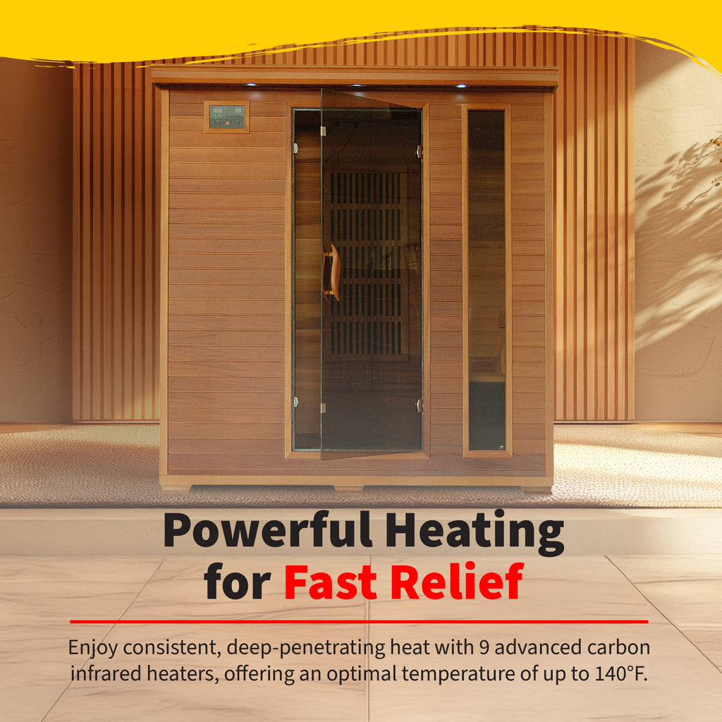 Santa Fe 3-Person Hemlock Corner Infrared Sauna with 7 Carbon Heaters
