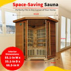 Whistler 4-Person Cedar Corner Infrared Sauna with 10 Carbon Heaters