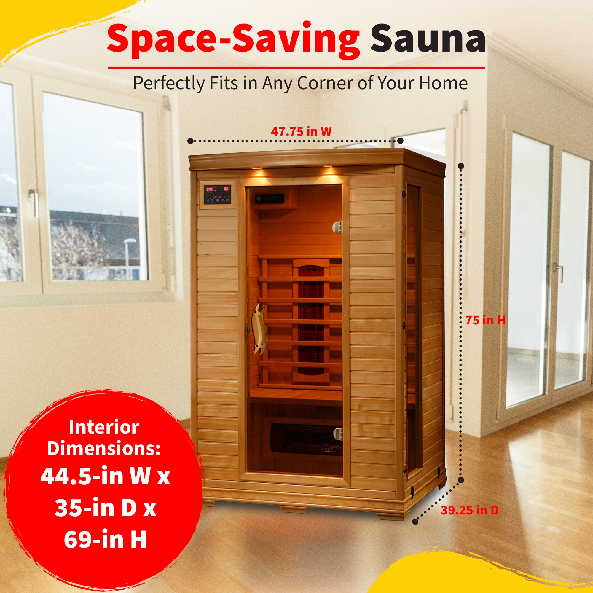 Coronado 2-Person Hemlock Deluxe Infrared Sauna with 6 Carbon Heaters