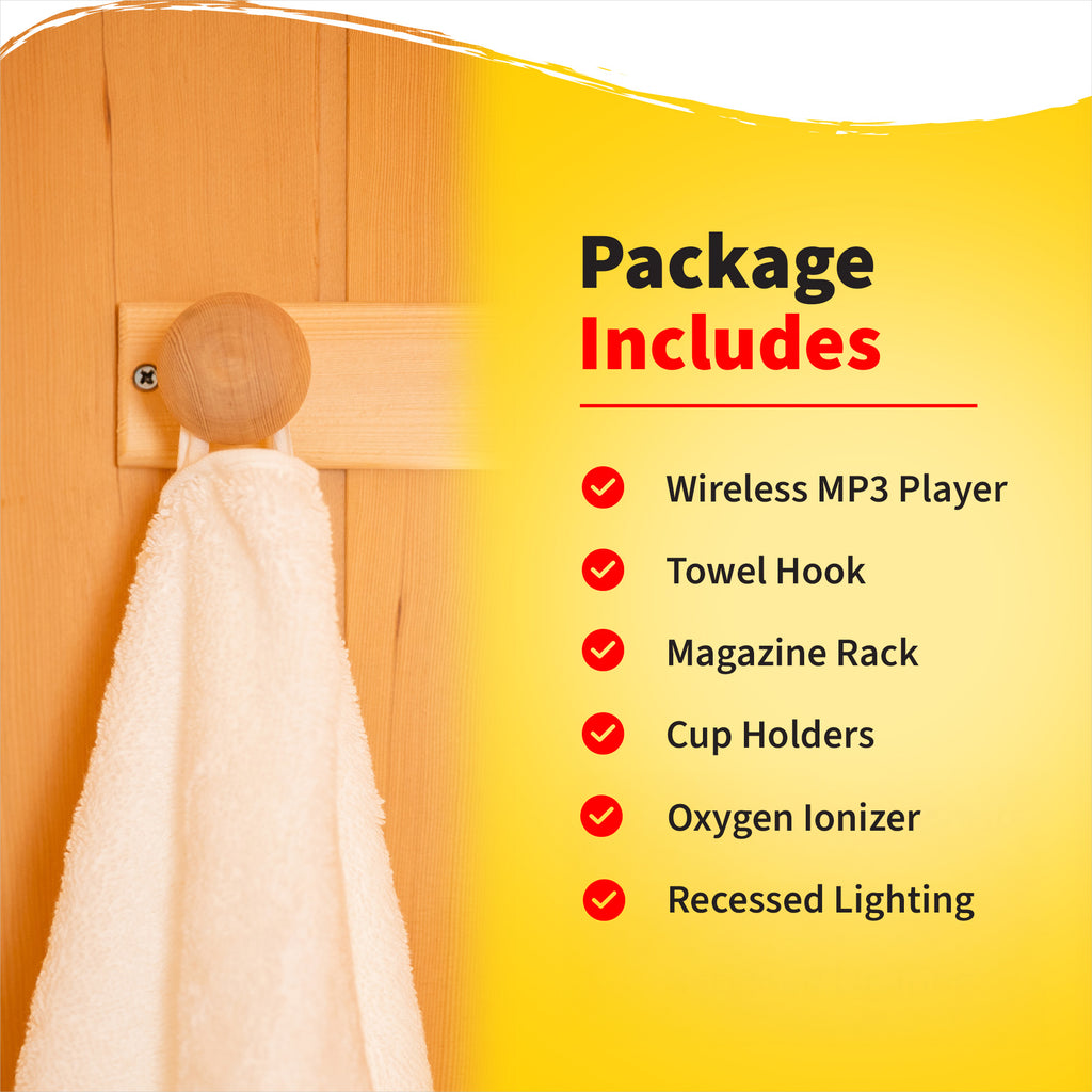 Coronado 2-Person Hemlock Deluxe Infrared Sauna with 6 Carbon Heaters
