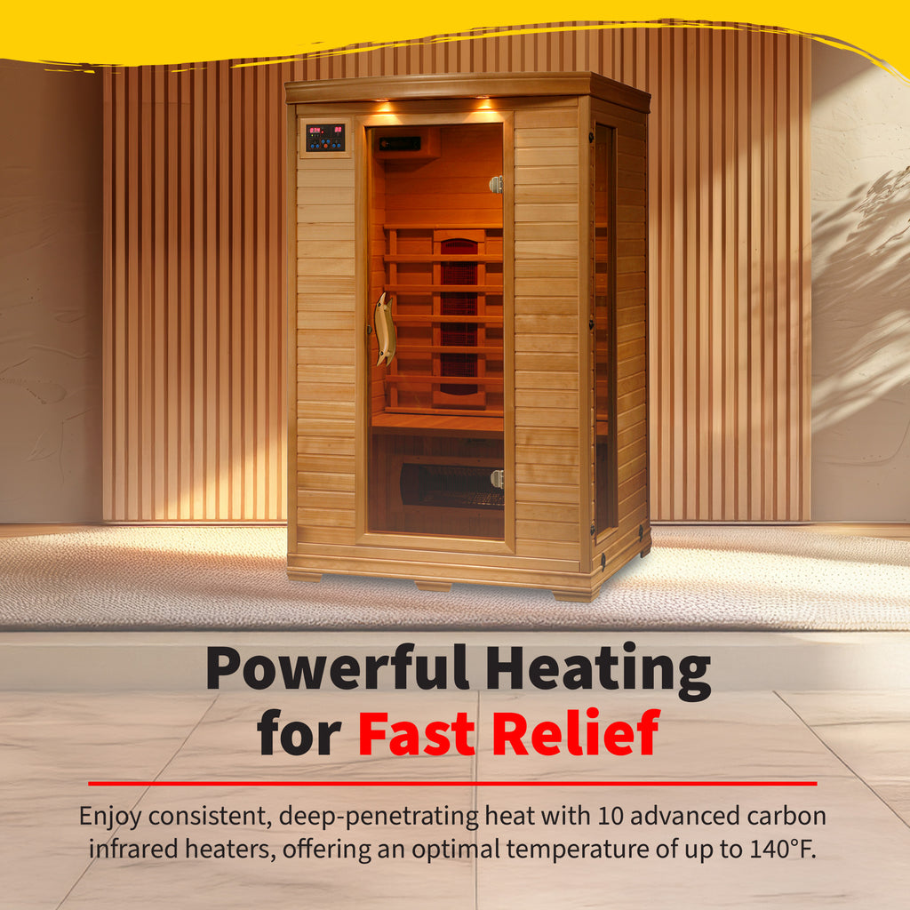 Coronado 2-Person Hemlock Deluxe Infrared Sauna with 6 Carbon Heaters