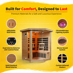Santa Fe 3-Person Hemlock Corner Infrared Sauna with 7 Carbon Heaters