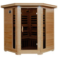 Tucson 4-Person Hemlock Corner Infrared Sauna with 10 Carbon Heaters
