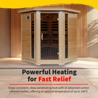 Tucson 4-Person Hemlock Corner Infrared Sauna with 10 Carbon Heaters