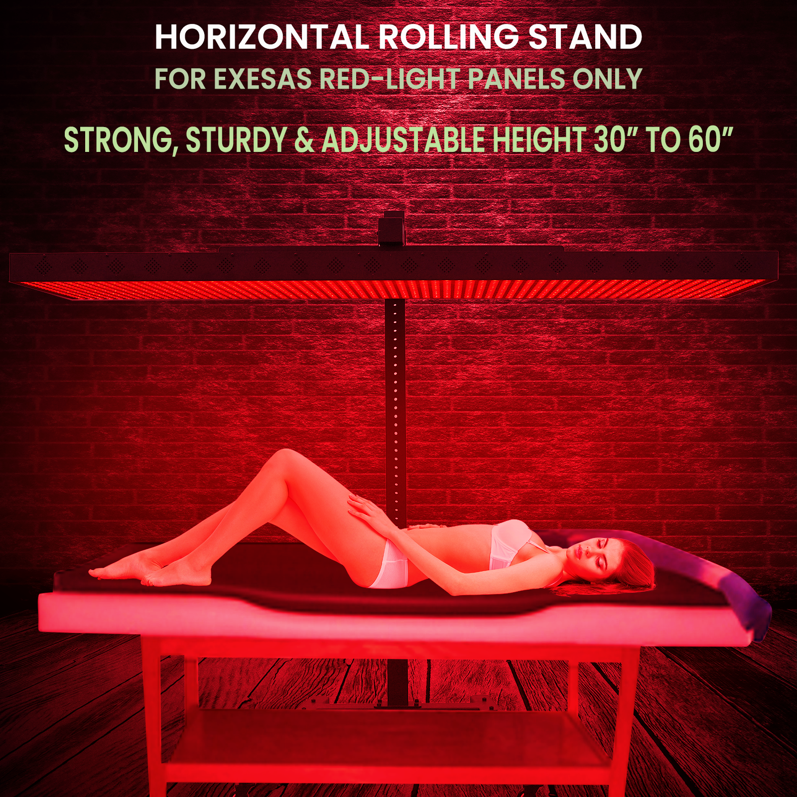 Horizontal  Rolling Stand for EXESAS Red Light Therapy Panels, Compatible only with EXESAS Panels. (Stand Only, Panel Sold Separately)