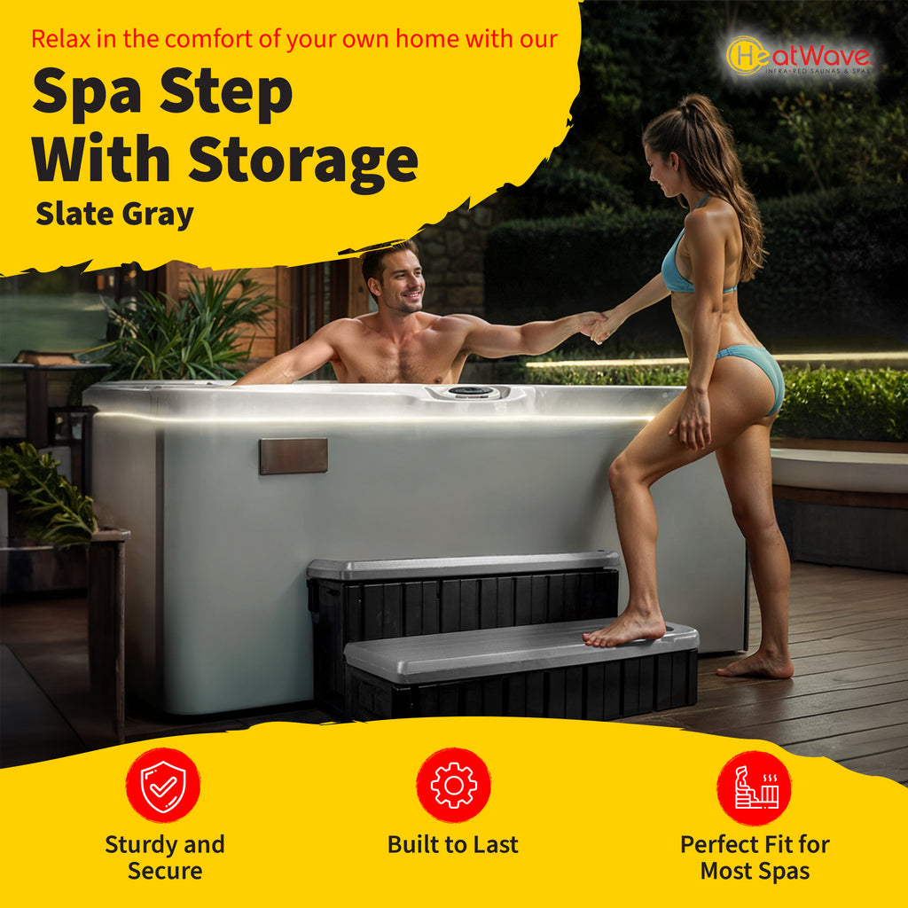 Heatwave Spa Step With Storage Slate Grey
