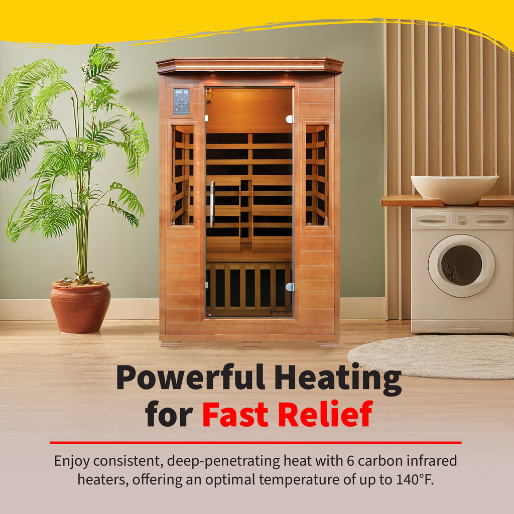 2-Person Hemlock Premium Infrared Sauna with 6 Carbon Heaters