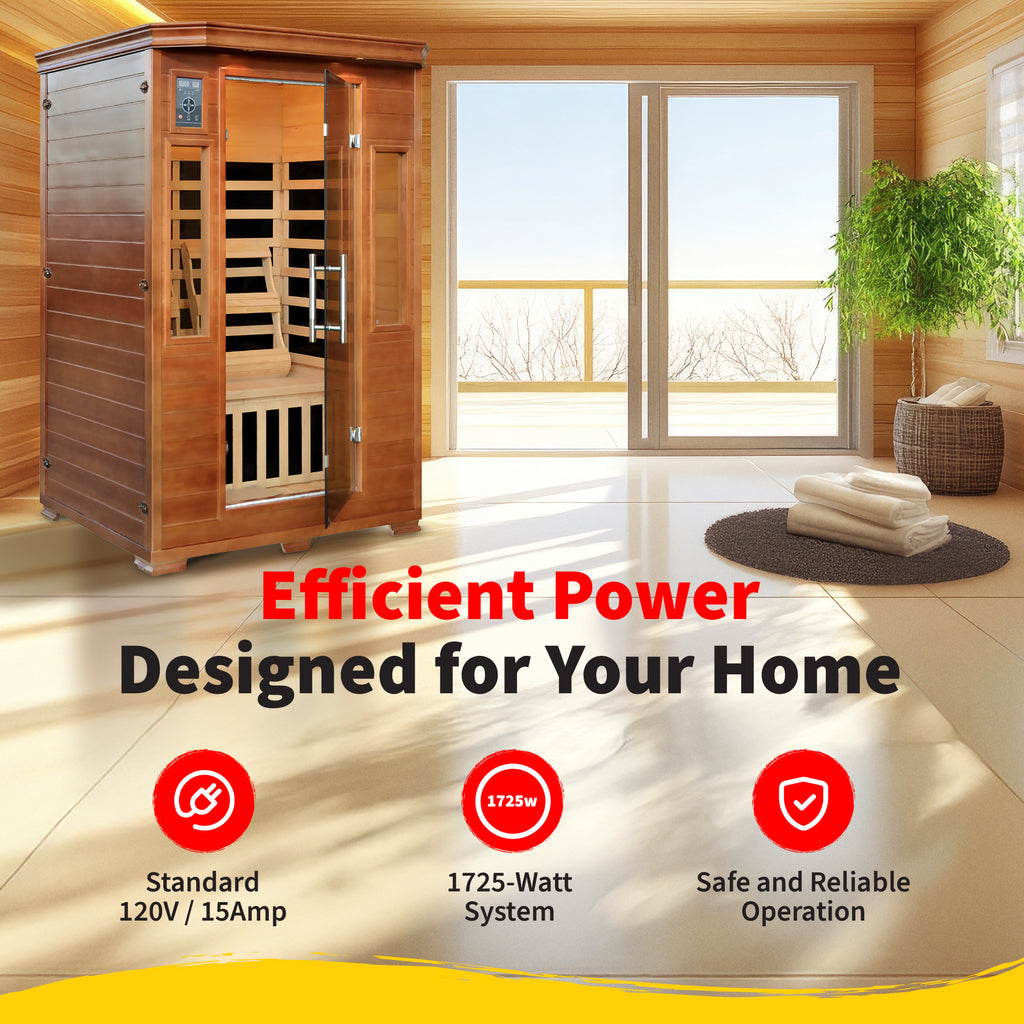 2-Person Hemlock Premium Infrared Sauna with 6 Carbon Heaters