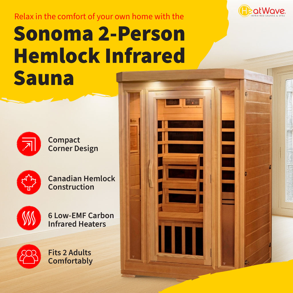 Sonoma 2-Person Hemlock Infrared Sauna with 6 Carbon Heaters