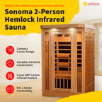 Sonoma 2-Person Hemlock Infrared Sauna with 6 Carbon Heaters