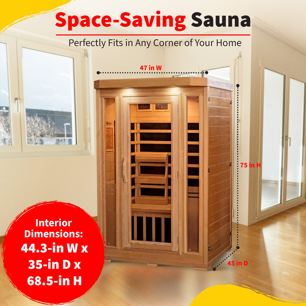 Sonoma 2-Person Hemlock Infrared Sauna with 6 Carbon Heaters