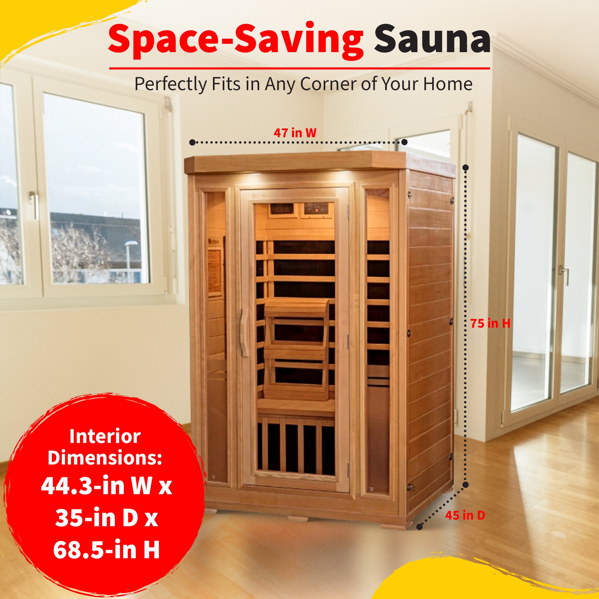 Sonoma 2-Person Hemlock Infrared Sauna with 6 Carbon Heaters