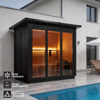 Custom 8-Person Luxury Canadian Hemlock Outdoor Steam Sauna With Heater And Stones [Made-To-Order] (SAK95107)