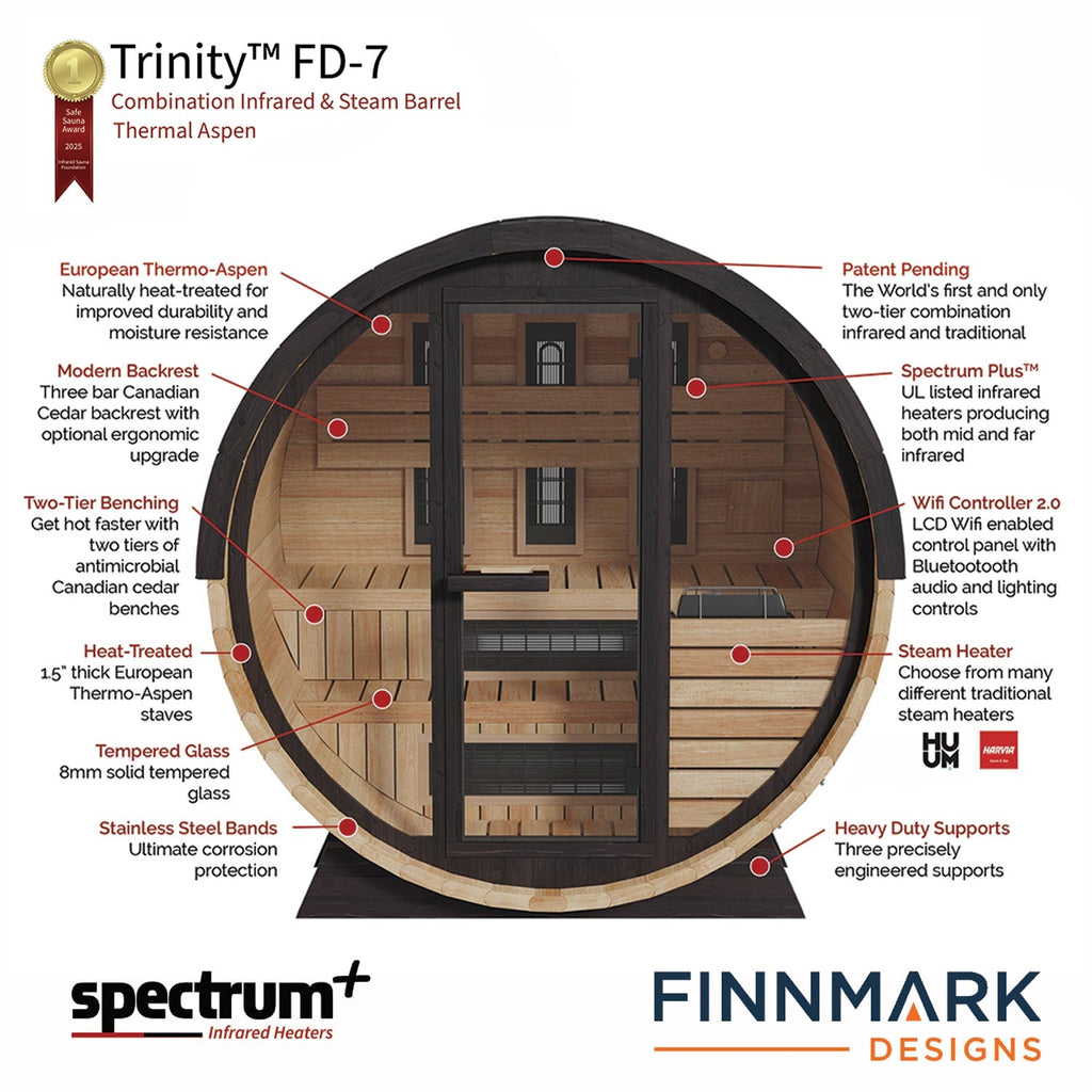Finnmark Thermo-Aspen Combination Barrel Sauna FD-7