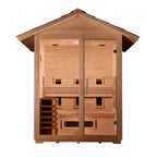 Golden Designs Gargellen 5-Person Hybrid PureTech™ Full Spectrum IR or Traditional Stove Outdoor Sauna in Canadian Hemlock