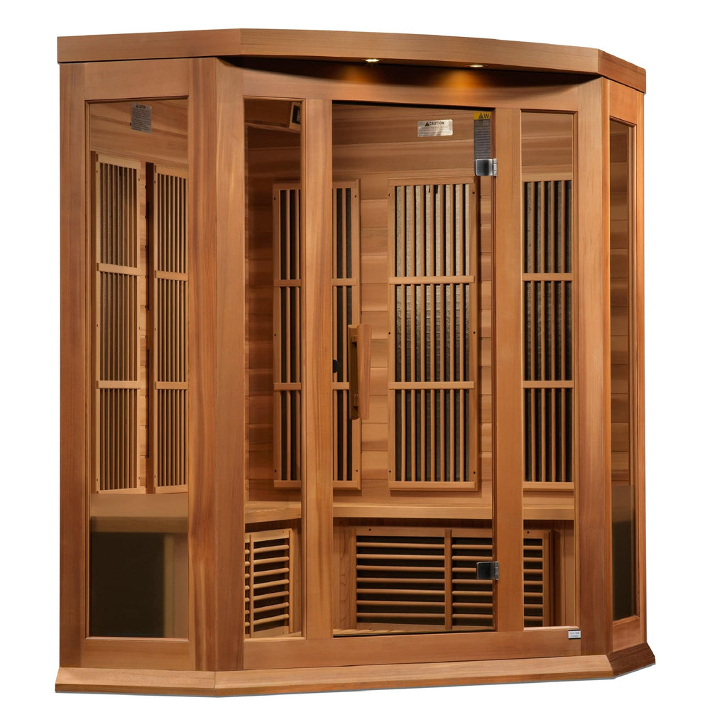 Maxxus "Avignon Edition" 3-Person Corner Near Zero EMF FAR Infrared Sauna with Canadian Red Cedar