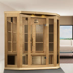 Maxxus "Chaumont Edition" 3-Person Corner Near Zero EMF FAR Infrared Sauna with Canadian Hemlock