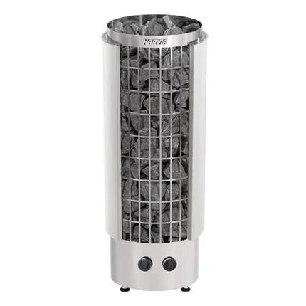 Harvia Cilindro Half Series 6kW Stainless Steel Sauna Heater at 240V 1PH with Built-In Time and Temperature Controls