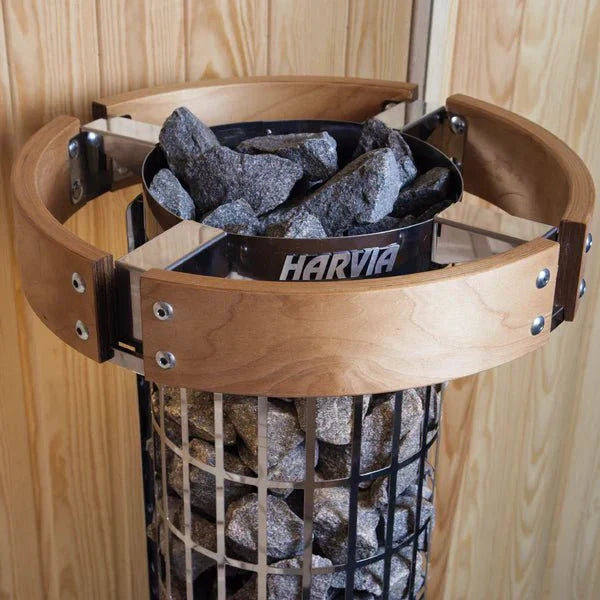 Harvia Cilindro Half Series 9kW Stainless Steel Sauna Heater at 240V 1PH with Built-In Time and Temperature Controls