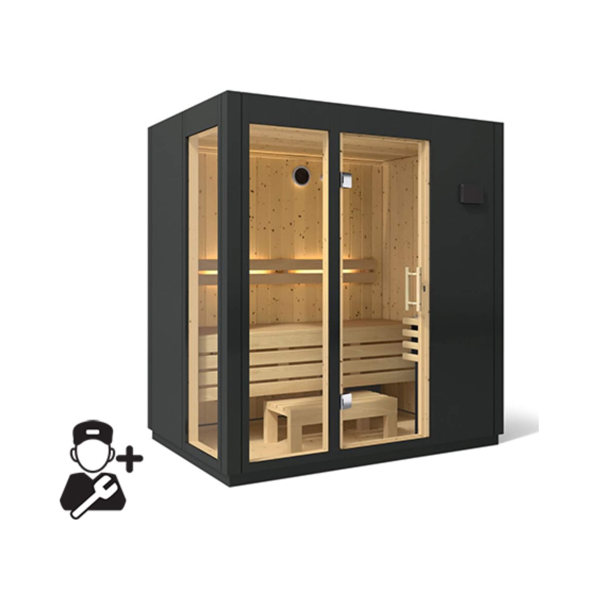 Kohler C1 Indoor Graphite Gray Freestanding Alcove Design Sauna Kit (SAK93182)