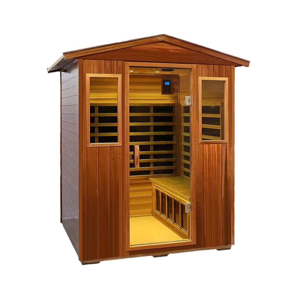 Premium 4-Person Luxury Low EMF Outdoor FAR Infrared Home Sauna With Bluetooth Audio, 2050W (SAK15372)