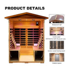 Premium 4-Person Luxury Low EMF Outdoor FAR Infrared Home Sauna With Bluetooth Audio, 2050W (SAK15372)