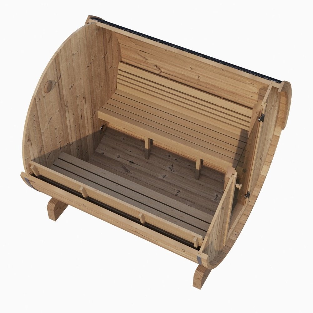 SaunaLife Model E8 Ergo Series 6-Person Outdoor Thermo-Spruce Sauna Barrel [SL-MODELE8] (SAK31809)