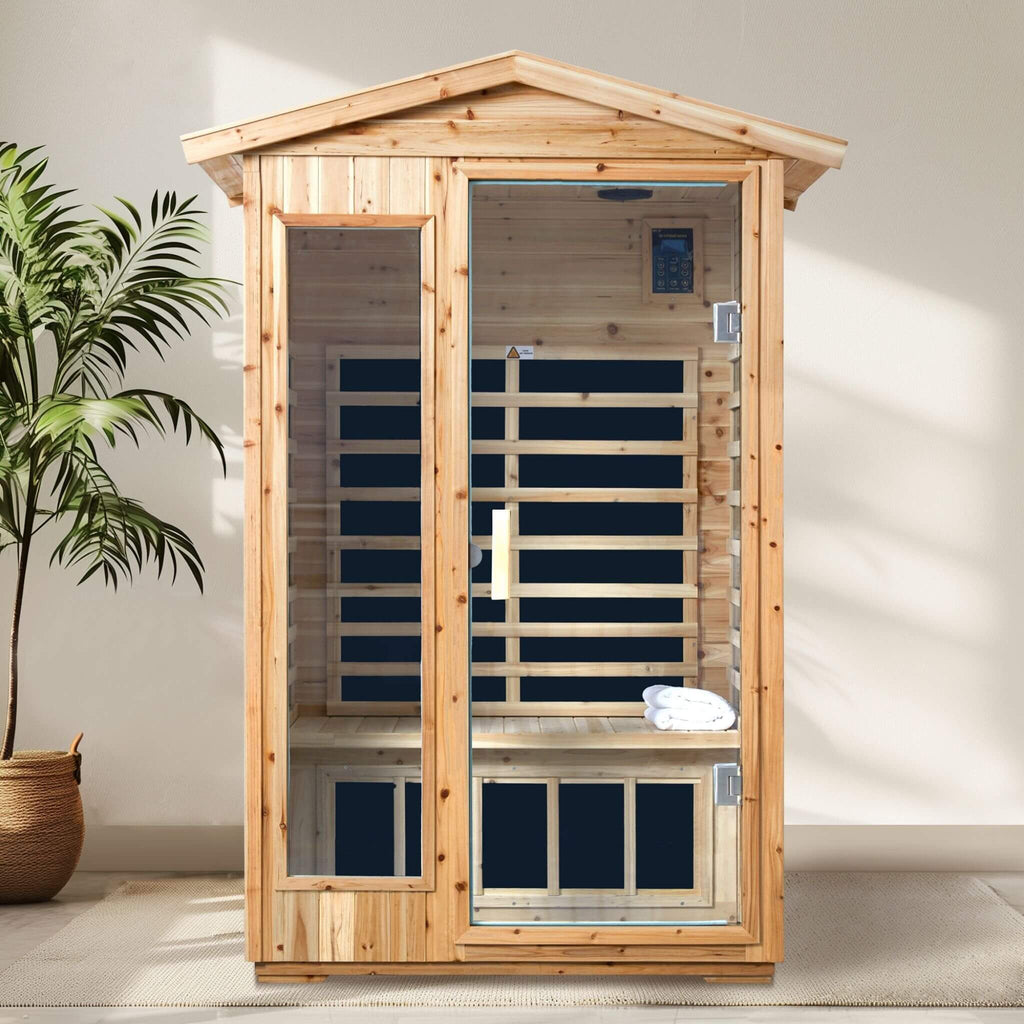 Thermora Vexa 2-Person Outdoor Infrared Sauna with Bluetooth & LED lighting