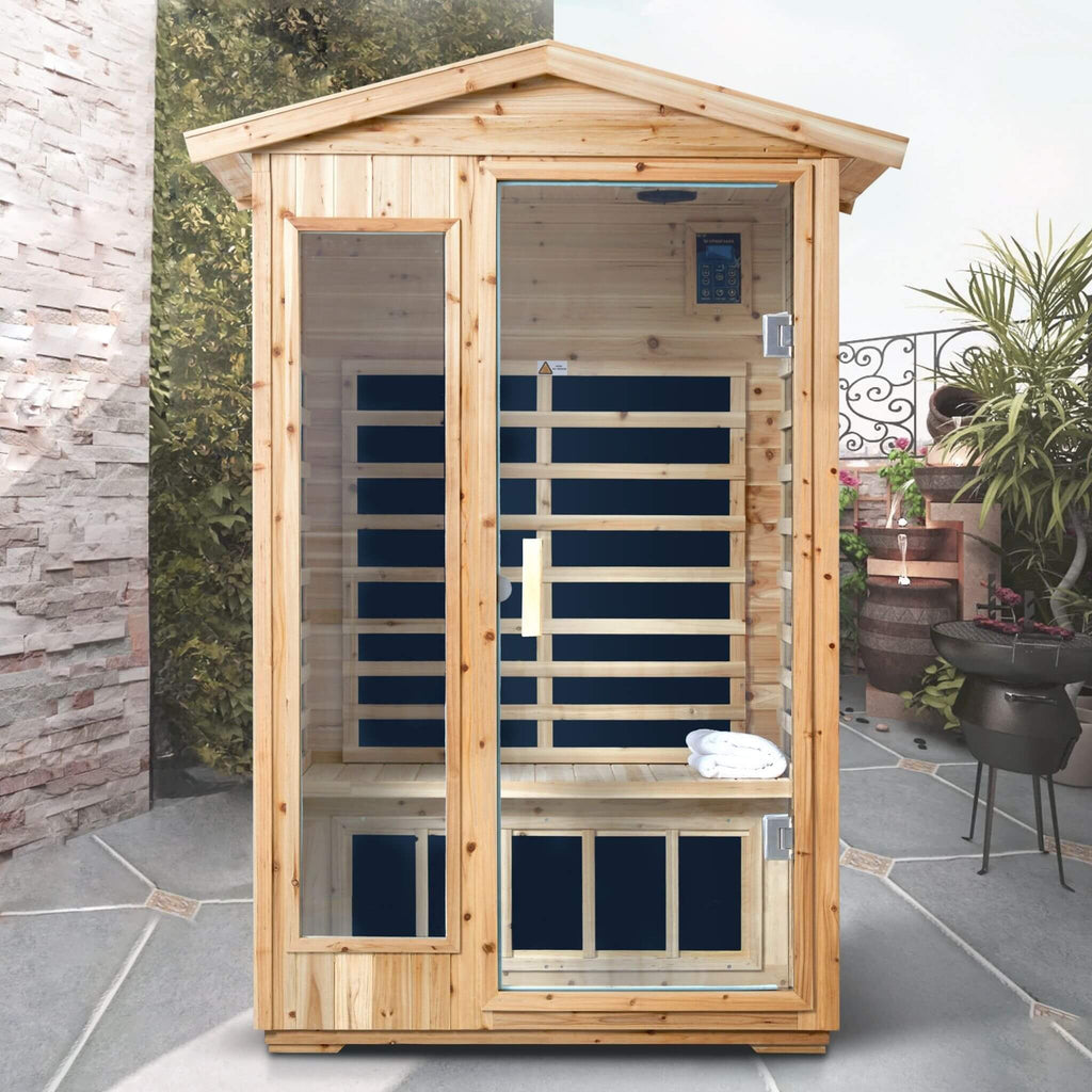 Thermora Vexa 2-Person Outdoor Infrared Sauna with Bluetooth & LED lighting