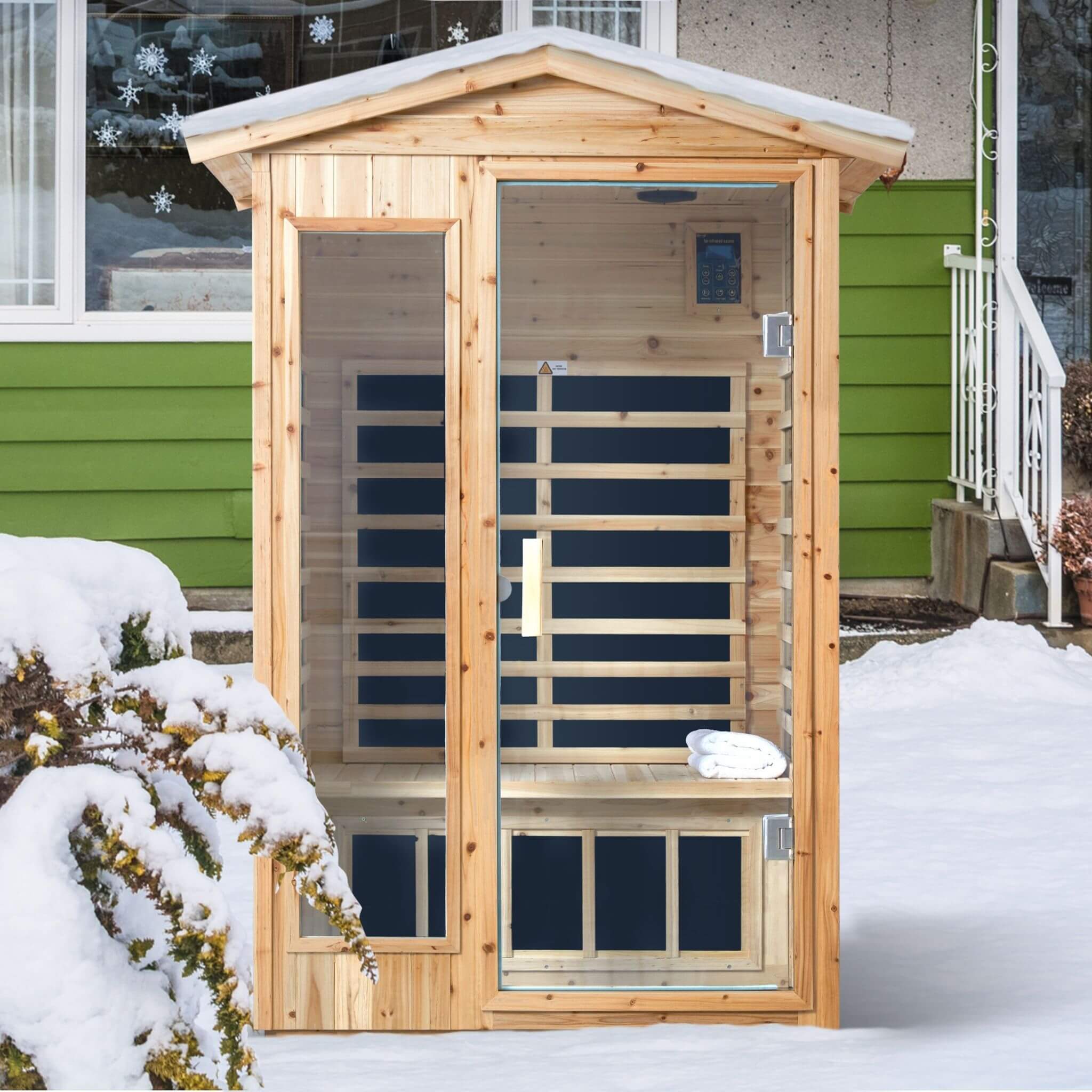 Thermora Vexa 2-Person Outdoor Infrared Sauna with Bluetooth & LED lighting