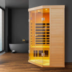Premium 2-Person Corner Space Infrared Wooden Sauna Room With Bluetooth Speakers, 1600W (SAK81524)
